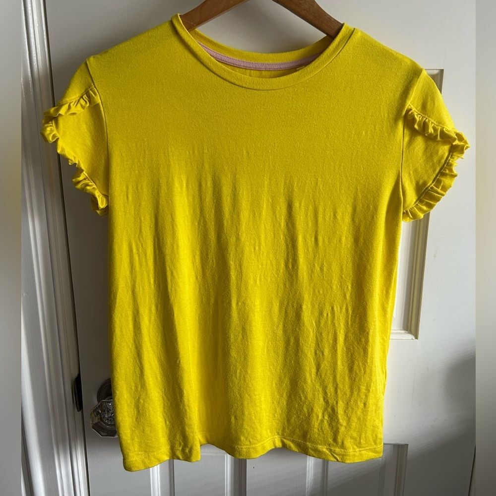 Mini Boden Girls‎ Yellow T-shirt with Ruffle Sleeves Size 11-12Y